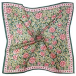 Wholesale floral Print Square Scarf silky polyester measuring inches square Bloc