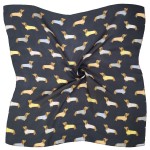Wholesale dachshund Print Square Scarf silky lightweight feel rows playful wiene