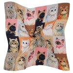 Wholesale cat Portrait Print Square Scarf patchwork sweet kitties wearing tiny h