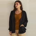 Wholesale button Front Knit Cardigan relaxed V neckline dropped shoulders two ro