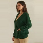 Wholesale button Front Knit Cardigan relaxed V neckline dropped shoulders two ro