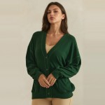Wholesale button Front Knit Cardigan relaxed V neckline dropped shoulders two ro