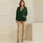 Wholesale button Front Knit Cardigan relaxed V neckline dropped shoulders two ro