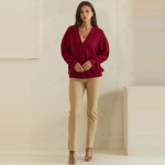 Wholesale button Front Knit Cardigan relaxed V neckline dropped shoulders two ro