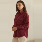 Wholesale corduroy Pullover Shirt classic point collar half button placket flap