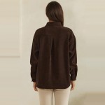 Wholesale corduroy Pullover Shirt classic point collar half button placket flap