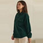 Wholesale corduroy Pullover Shirt classic point collar half button placket flap