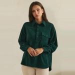 Wholesale corduroy Pullover Shirt classic point collar half button placket flap