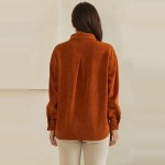 Wholesale corduroy Pullover Shirt classic point collar half button placket flap