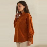 Wholesale corduroy Pullover Shirt classic point collar half button placket flap