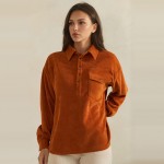 Wholesale corduroy Pullover Shirt classic point collar half button placket flap