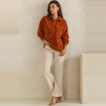 Wholesale corduroy Pullover Shirt classic point collar half button placket flap