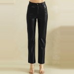 Wholesale faux Leather Five Pocket Pants classic jean inspired cut button zip cl