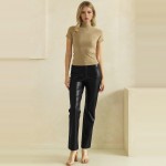 Wholesale faux Leather Five Pocket Pants classic jean inspired cut button zip cl
