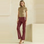 Wholesale faux Leather Five Pocket Pants classic jean inspired cut button zip cl