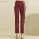 Wholesale faux Leather Five Pocket Pants classic jean inspired cut button zip cl