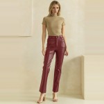 Wholesale faux Leather Five Pocket Pants classic jean inspired cut button zip cl