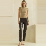 Wholesale faux Leather Five Pocket Pants classic jean inspired cut button zip cl