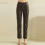 Wholesale faux Leather Five Pocket Pants classic jean inspired cut button zip cl