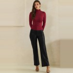 Wholesale waisted Faux Leather Straight Leg Pants sewn front seam detail create