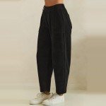 Wholesale ribbed Straight Leg Pants soft corduroy knit smooth elastic waistband