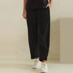 Wholesale ribbed Straight Leg Pants soft corduroy knit smooth elastic waistband