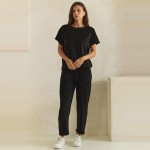 Wholesale ribbed Straight Leg Pants soft corduroy knit smooth elastic waistband
