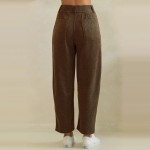 Wholesale ribbed Straight Leg Pants soft corduroy knit smooth elastic waistband