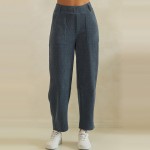 Wholesale ribbed Straight Leg Pants soft corduroy knit smooth elastic waistband