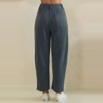 Wholesale ribbed Straight Leg Pants soft corduroy knit smooth elastic waistband