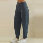 Wholesale ribbed Straight Leg Pants soft corduroy knit smooth elastic waistband