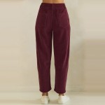 Wholesale ribbed Straight Leg Pants soft corduroy knit smooth elastic waistband