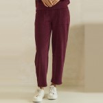 Wholesale ribbed Straight Leg Pants soft corduroy knit smooth elastic waistband