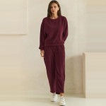 Wholesale ribbed Straight Leg Pants soft corduroy knit smooth elastic waistband
