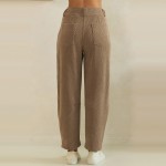 Wholesale ribbed Straight Leg Pants soft corduroy knit smooth elastic waistband