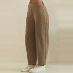 Wholesale ribbed Straight Leg Pants soft corduroy knit smooth elastic waistband