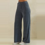 Wholesale ribbed Leg Pants soft corded knit comfortable elastic waistband roomy