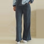 Wholesale ribbed Leg Pants soft corded knit comfortable elastic waistband roomy