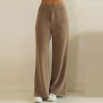 Wholesale ribbed Leg Pants soft corded knit comfortable elastic waistband roomy