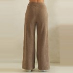 Wholesale ribbed Leg Pants soft corded knit comfortable elastic waistband roomy