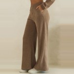 Wholesale ribbed Leg Pants soft corded knit comfortable elastic waistband roomy