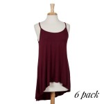 Wholesale crimson spaghetti strap tank top relaxed fit low hem line rayon modal