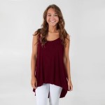 Wholesale crimson spaghetti strap tank top relaxed fit low hem line rayon modal
