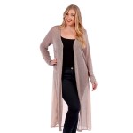 Wholesale lightweight taupe knit long cardigan long sleeves polyester rayon span