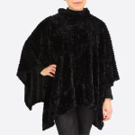 Wholesale mock Turtleneck Faux Fur Poncho One fits most Polyester