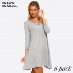 Wholesale crossed Strap front swing dress Solid jersey knit line dress chill war