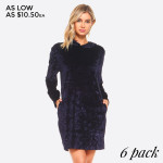 Wholesale icy Velvet Hooded Pocket Dress laid back shift sweater dress velvet bo