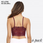 Wholesale semi sheer lace bralette floral lace detailing scalloped trim o V Neck