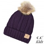 Wholesale c C KIDS Kids Fur Lined Chunky Knit Faux Fur Pom Beanie Acrylic One fi