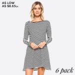 Wholesale faux Suede Elbow Patch Striped Dress Make some time chill out carefree